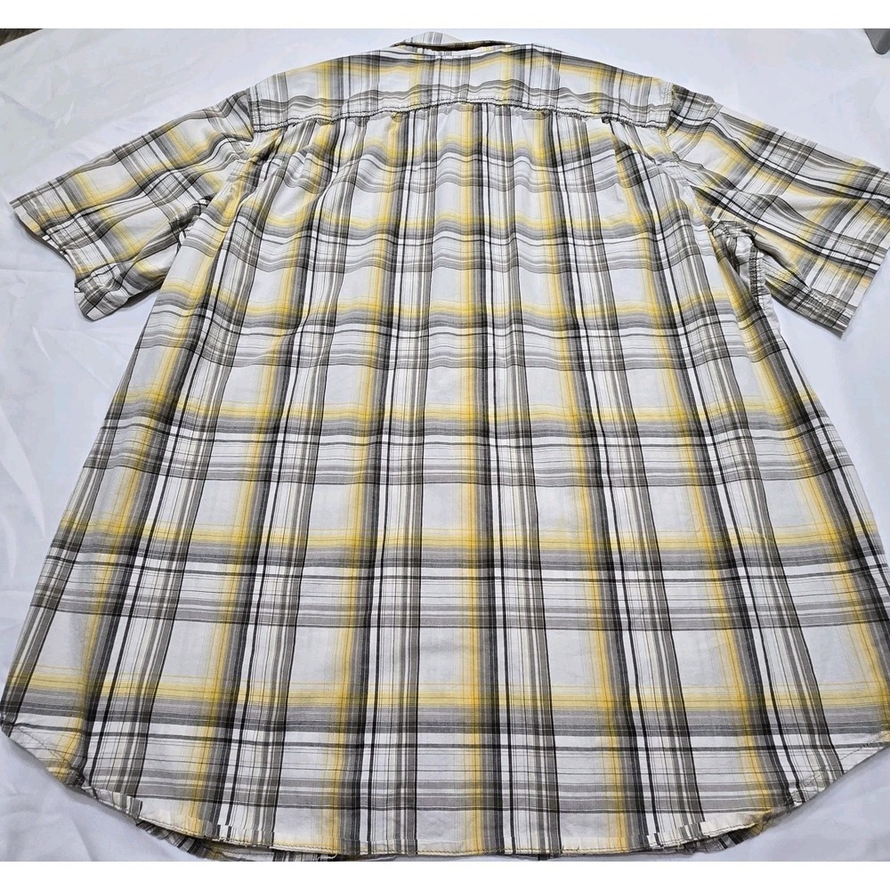 Carhartt Shirt Relaxed Fit Mens XL Gray Blue Plaid Pearl Snap Short Sleeve - Picture 4 of 11
